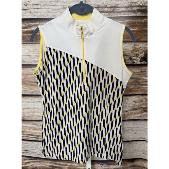 Sport Haley Women's Size Small White Yellow Black Athletic Polo Top Golf NEW - Picture 1 of 10